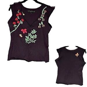 52 Weekends Floral Embroidered Tank Top